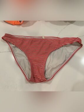 aerie Red and White Striped Bikini Bottom
